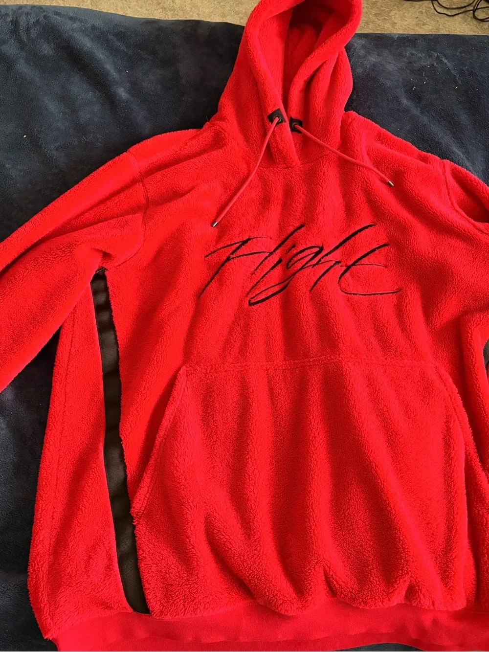 Fluffy Jordan Red 'Flight' Sherpa Pullover Hoodie
